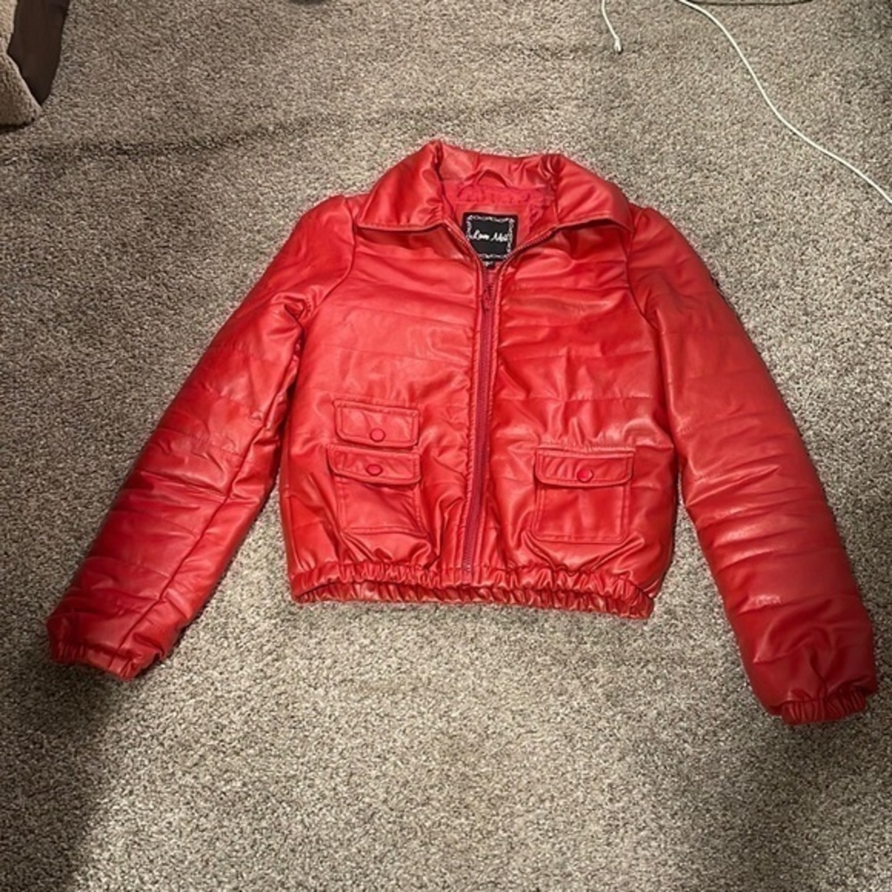LOVE MOI FAUX LEATHER BOMBER JACKET